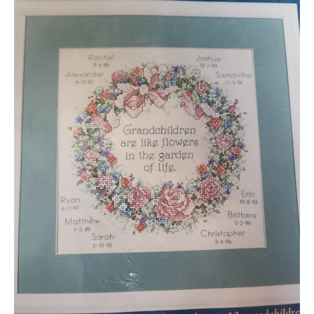 Vintage Creative Accents Stamped Cross Stitch Kit Garden of Grandchildren Sealed
